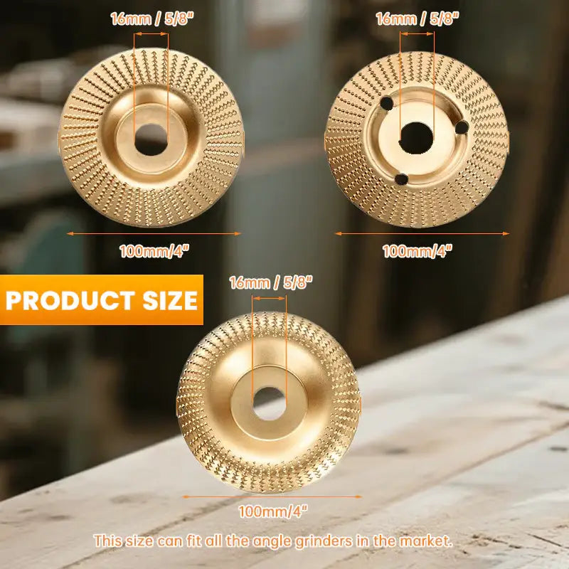 3-Piece Wood Carving Disc Set for Angle Grinder | Flat, Curved & Beveled | Carbon Steel