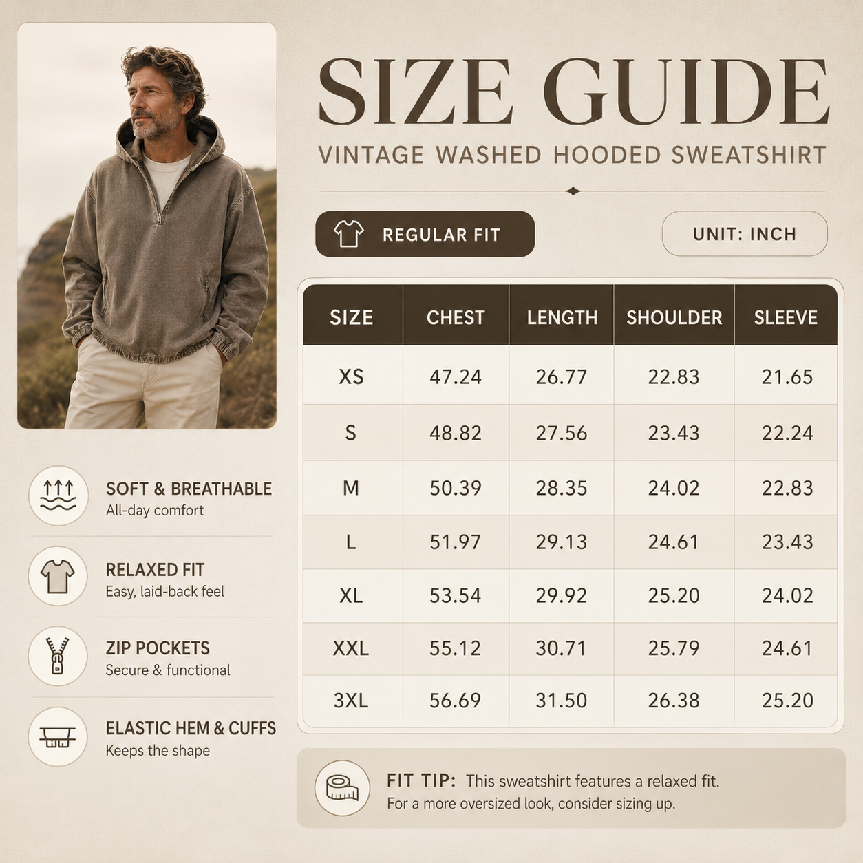 🧥 Men's 80s90s Washed Hooded Sweatshirt – Loose V-Neck Half-Zip Denim Jacket with Zip Pockets & Elastic Cuffs for Fall Winter Spring