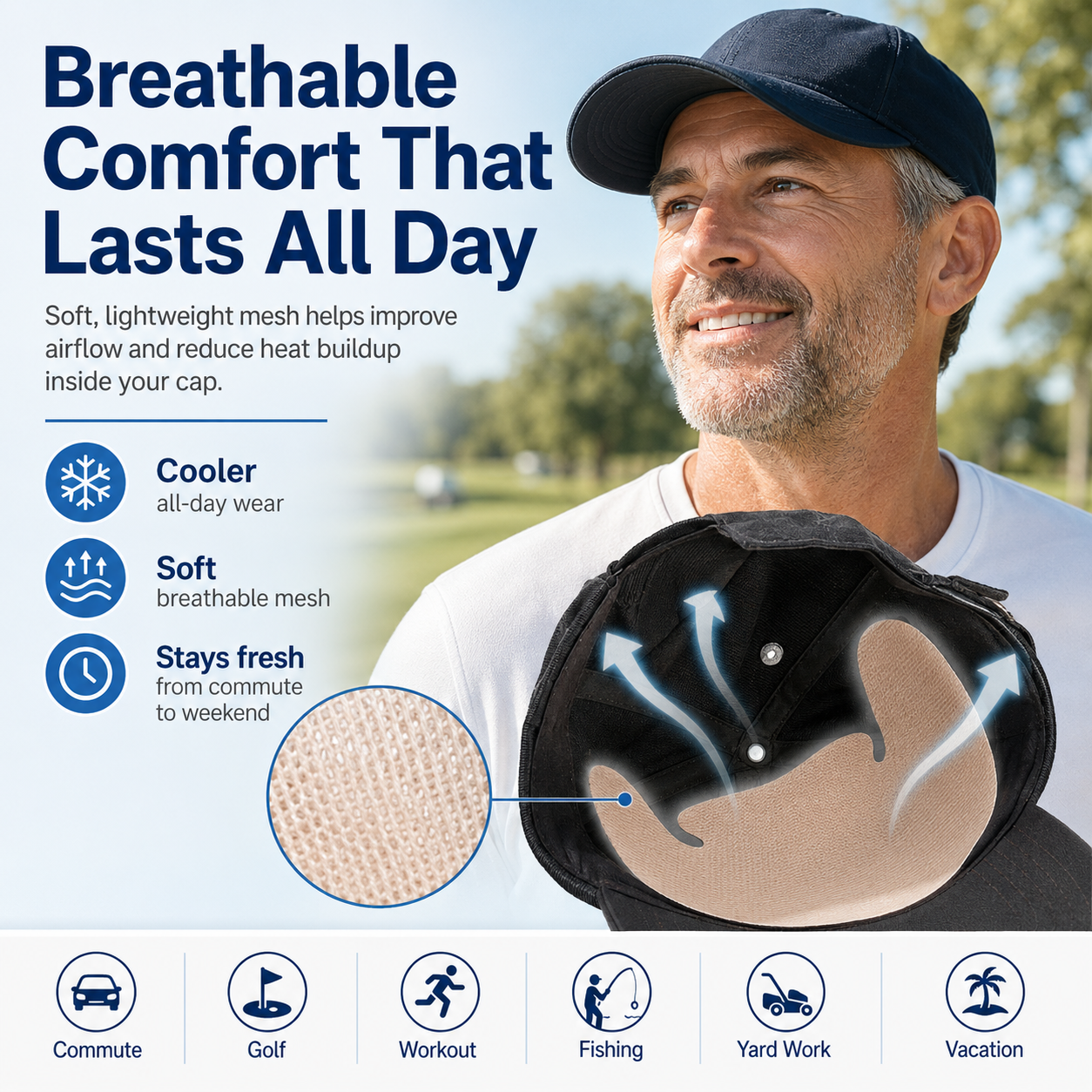 💦 Keep Sweat Off Your Favorite Hat – 10PCS Ultra-Breathable Mesh Cap Inserts, Soft, Lightweight & Easy to Apply 🧢