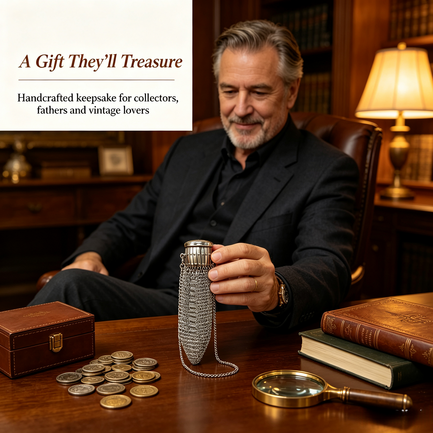Handcrafted Vintage British Coin Holder – Premium Stainless Steel Pocket Keepsake for Collectors & Gift Lovers