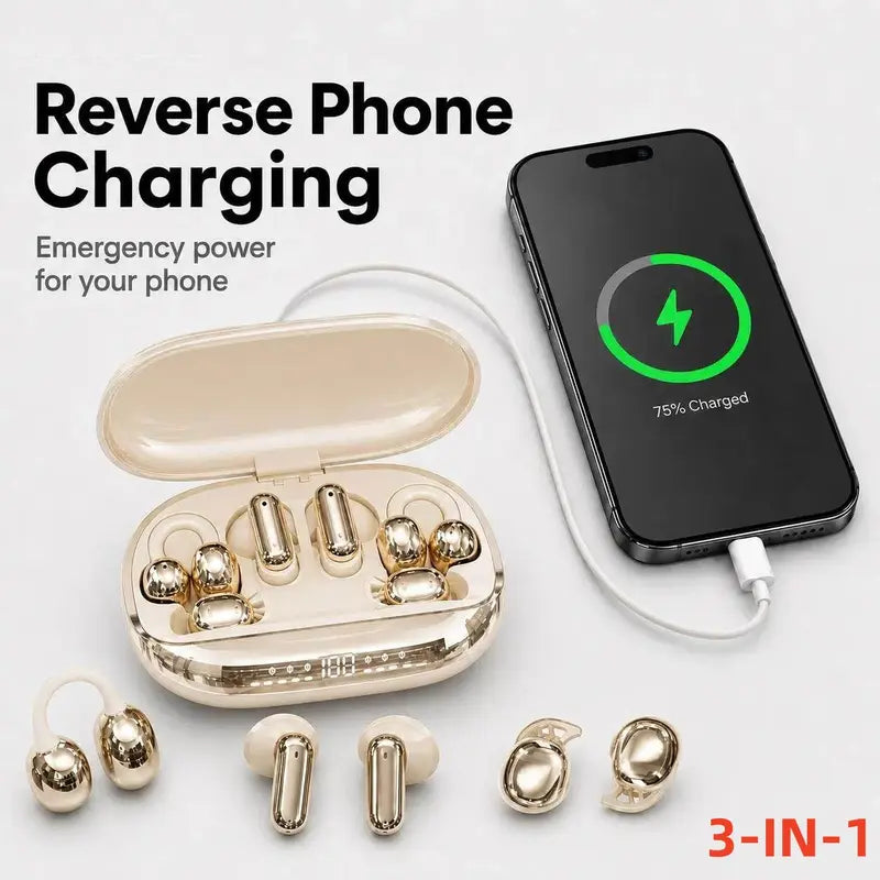 6-Piece Clip-On Earbuds with Power Bank Case