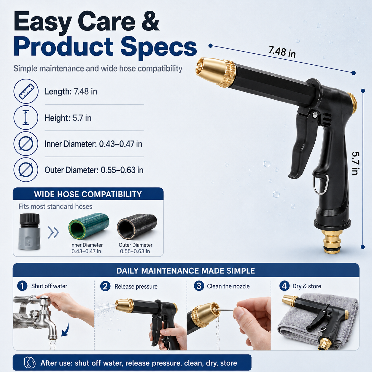 💦 Portable High-Pressure Sprayer – Adjustable Nozzle for Car & Garden