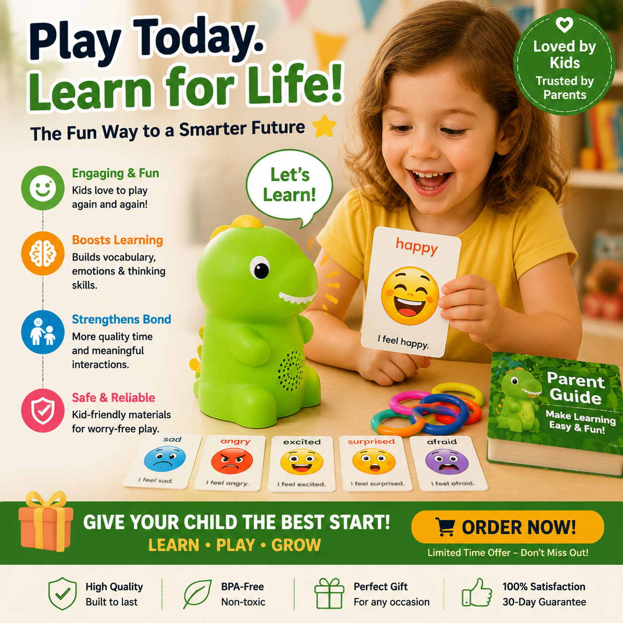 π¦ Interactive Talking Dinosaur Learning Toy Set β Early Education Kit for Kids (Alphabet, Emotion & Cognitive Development)