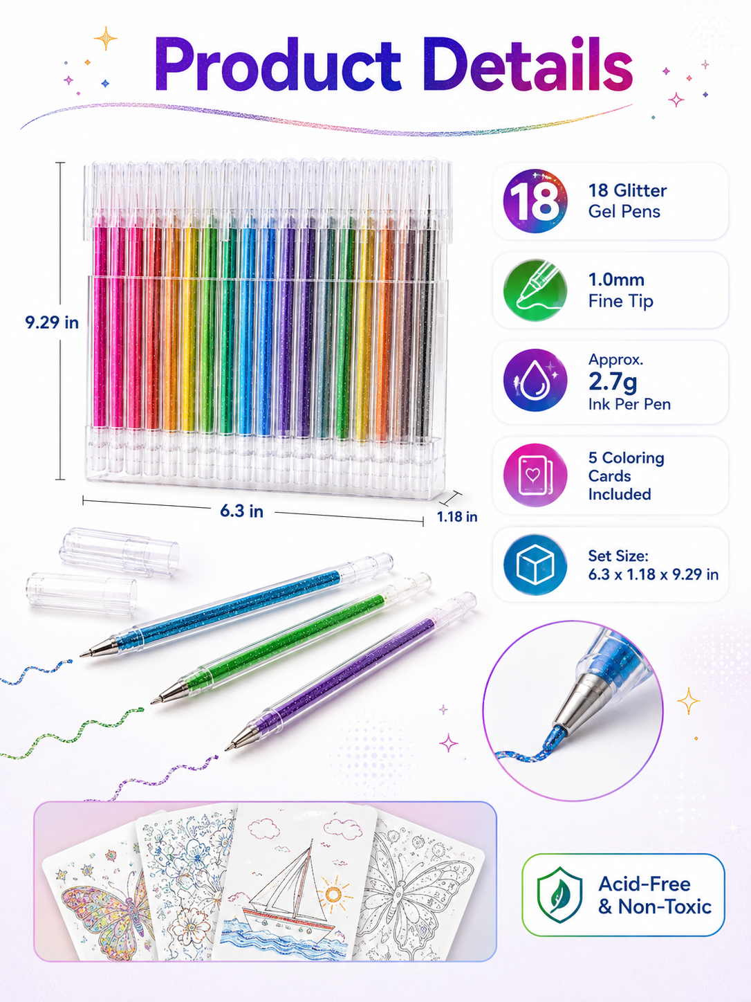 β¨ Sparkle Deal Vibrant Glitter Gel Pens for Coloring, Drawing & Creative Fun