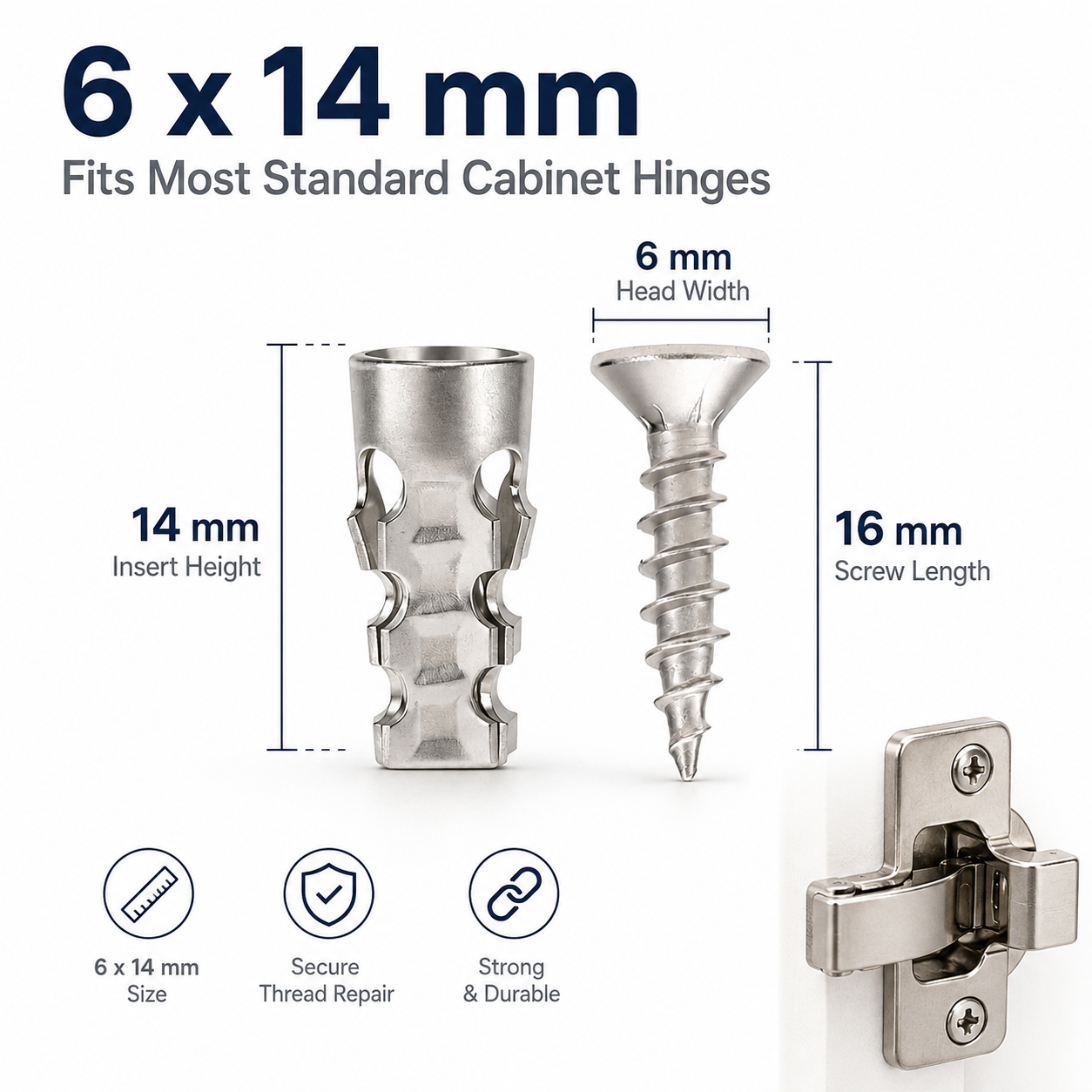 🔩6x14mm Door Hinge Repair Screws & Wall Anchors Pack