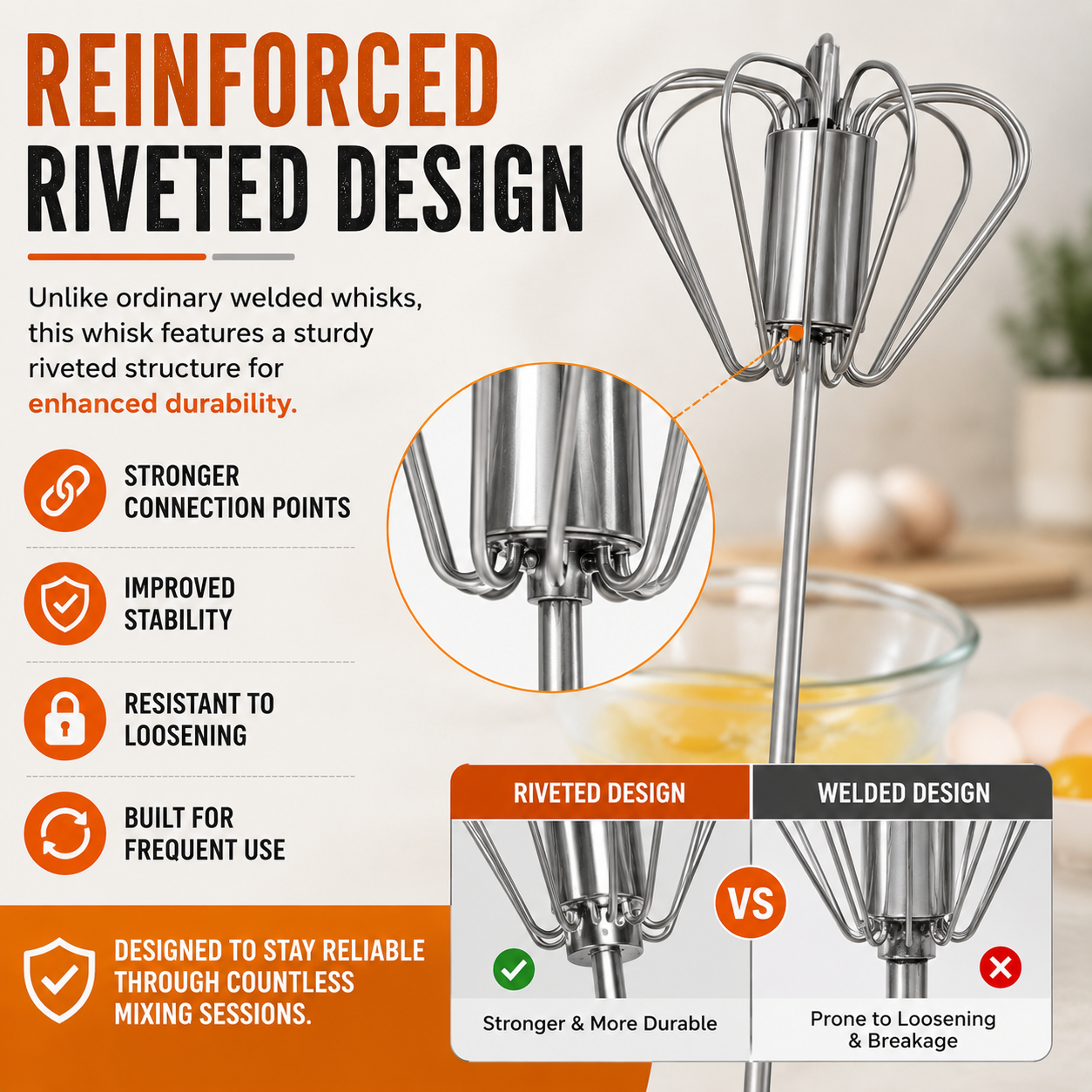 🥄✨ Stainless Steel Hand-Push Rotary Whisk – Effortless Mixing in Seconds!(2 PCS)