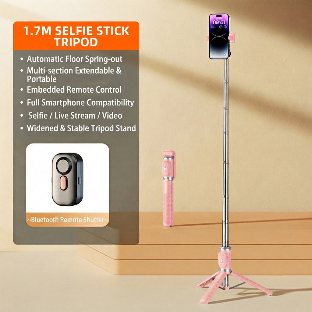 📱 SmartSelfie Stick & Tripod – Wireless Remote, Stable Stand, Creator Kit for iPhone & Android ✈️