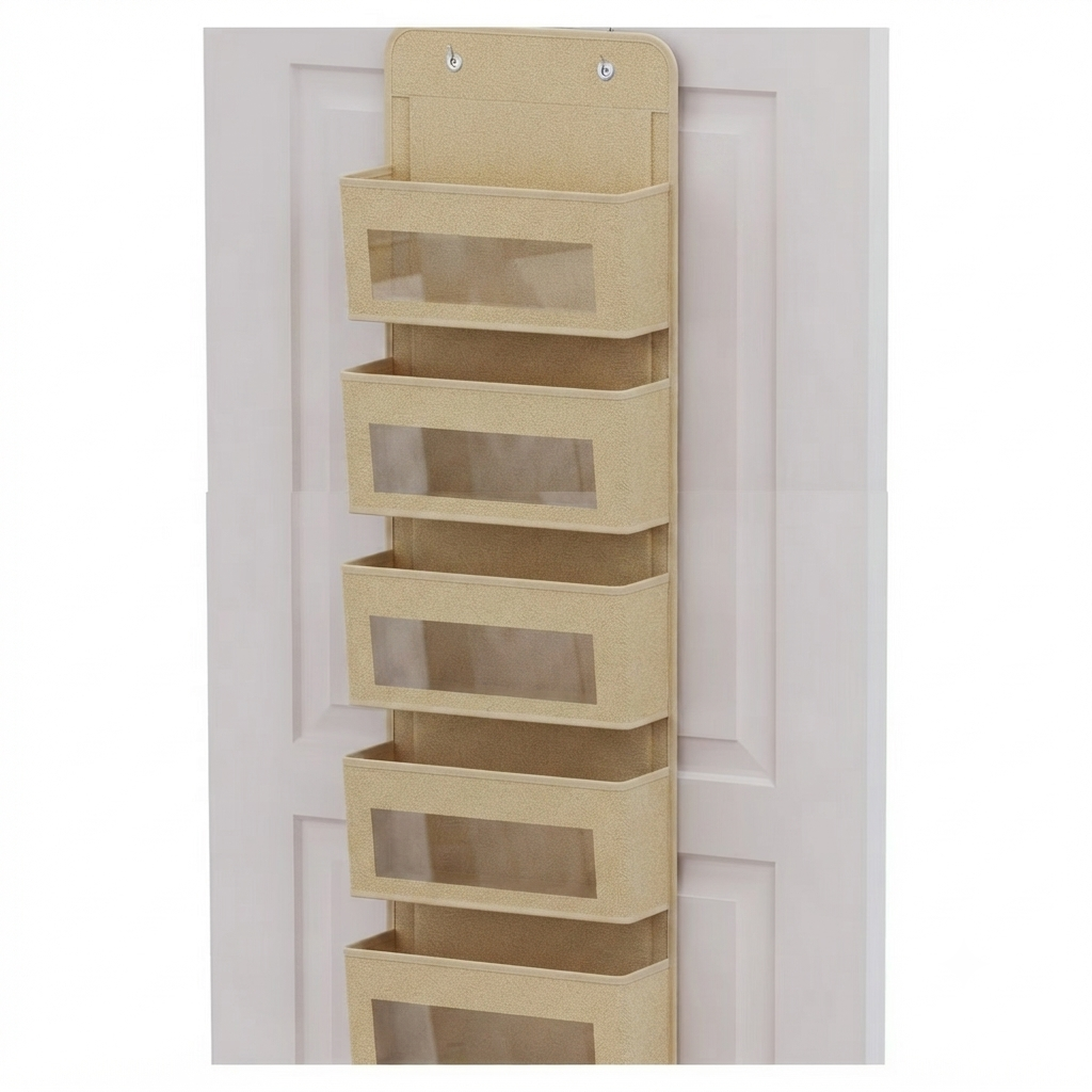 🚪 5-Tier Over Door Organizer – 5 Large Mesh Pockets, Anti-Tilt, 44 lb Capacity, Space Saver for Home