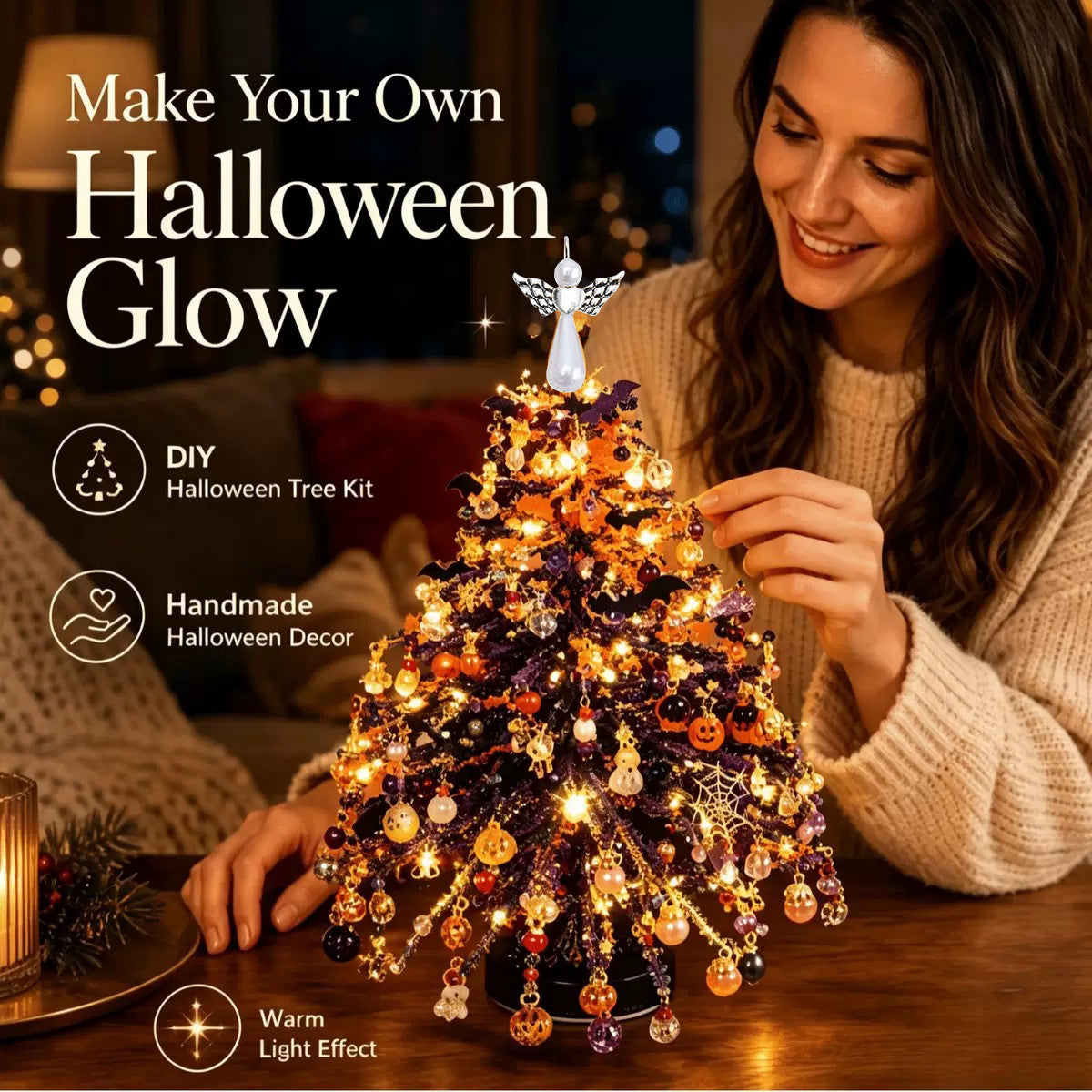 🎄 DIY Beaded Christmas Tree Kit – Mini Crystal Beads, Angel Topper & Base, Fun Holiday Craft Set