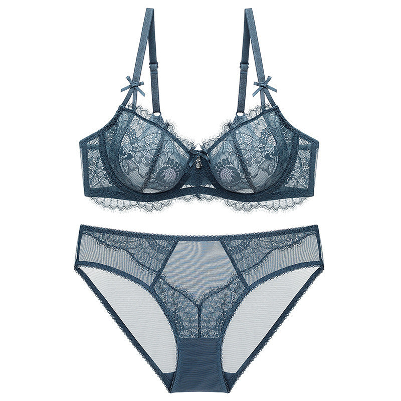 🌹 Women's Balconette Sexy Lace Push Up Bra – See Through & Underwire Free