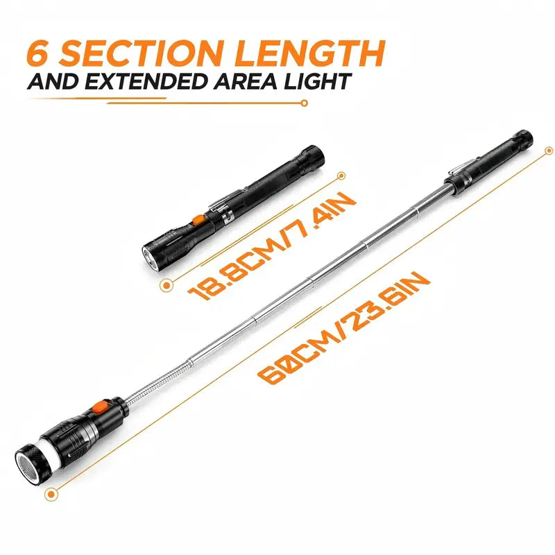 🔥Extendable Magnet Flashlight – Reach, Grab & Rescue Dropped Screws