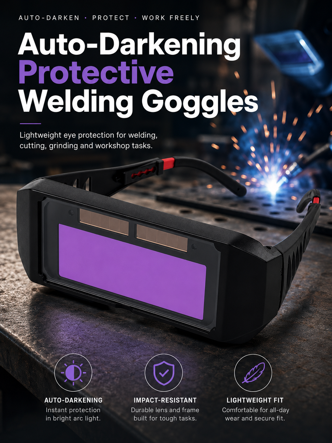 🛡️ Industrial Safety Welding Glasses – Anti-Glare, Impact-Resistant Protective Eyewear for Welders