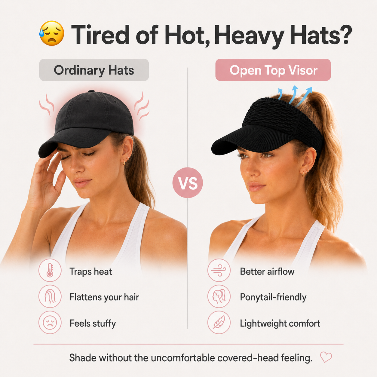 ☀️Women's High Ponytail Sun Visor Hat for Sun Protection