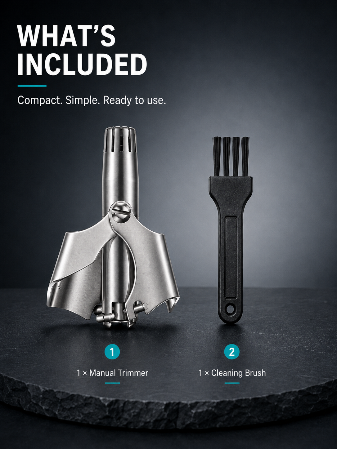 Manual Nose Hair Trimmer – Stainless Steel 360° Trimmer, Waterproof & No Battery Required
