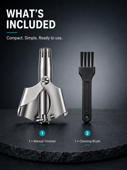 Manual Nose Hair Trimmer – Stainless Steel 360° Trimmer, Waterproof & No Battery Required