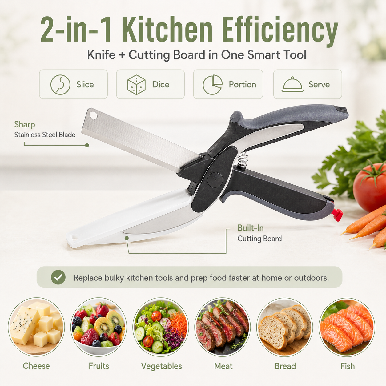 ✂️ 2 in 1 Kitchen Scissors for Food