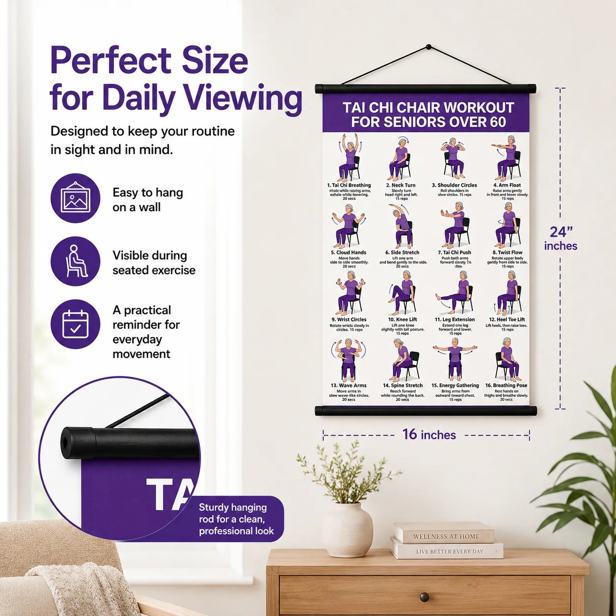 🔥LAST DAY 49% OFF🧘‍♀️☯Tai Chi Chair Workout Chart for Seniors (16 x 24 inches)