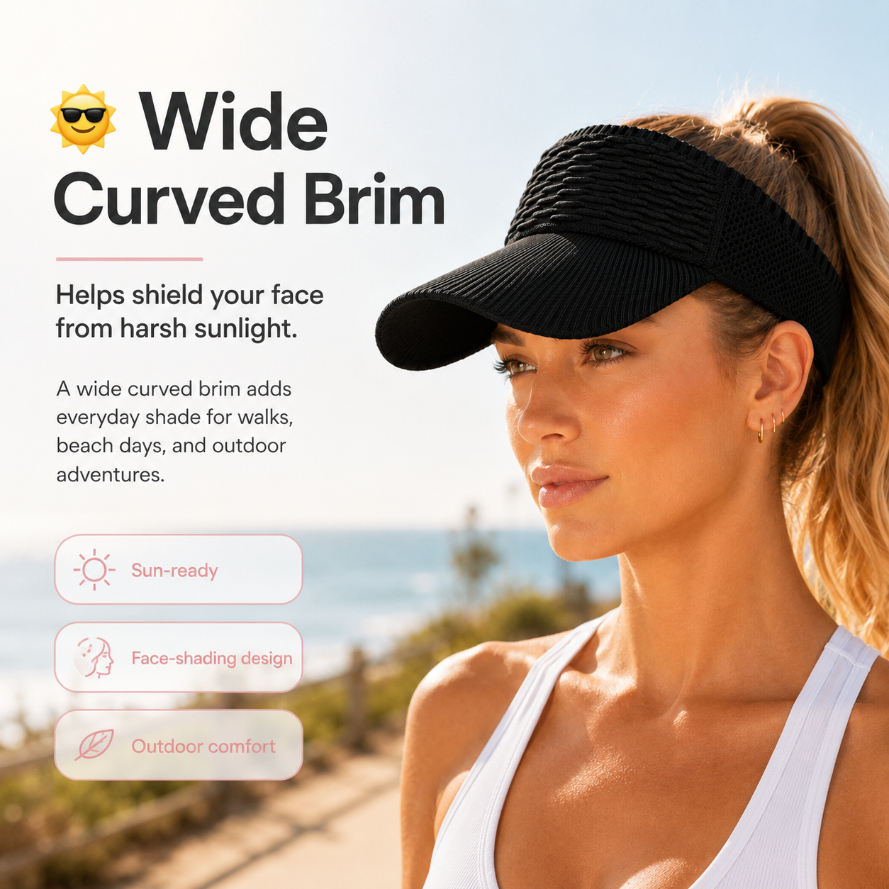 ☀️Women's High Ponytail Sun Visor Hat for Sun Protection