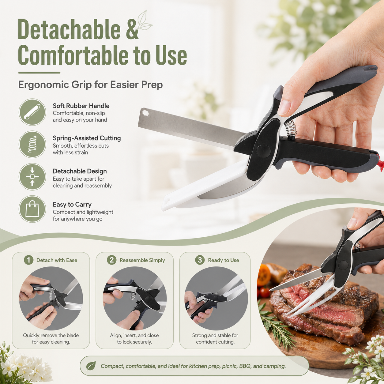 ✂️ 2 in 1 Kitchen Scissors for Food
