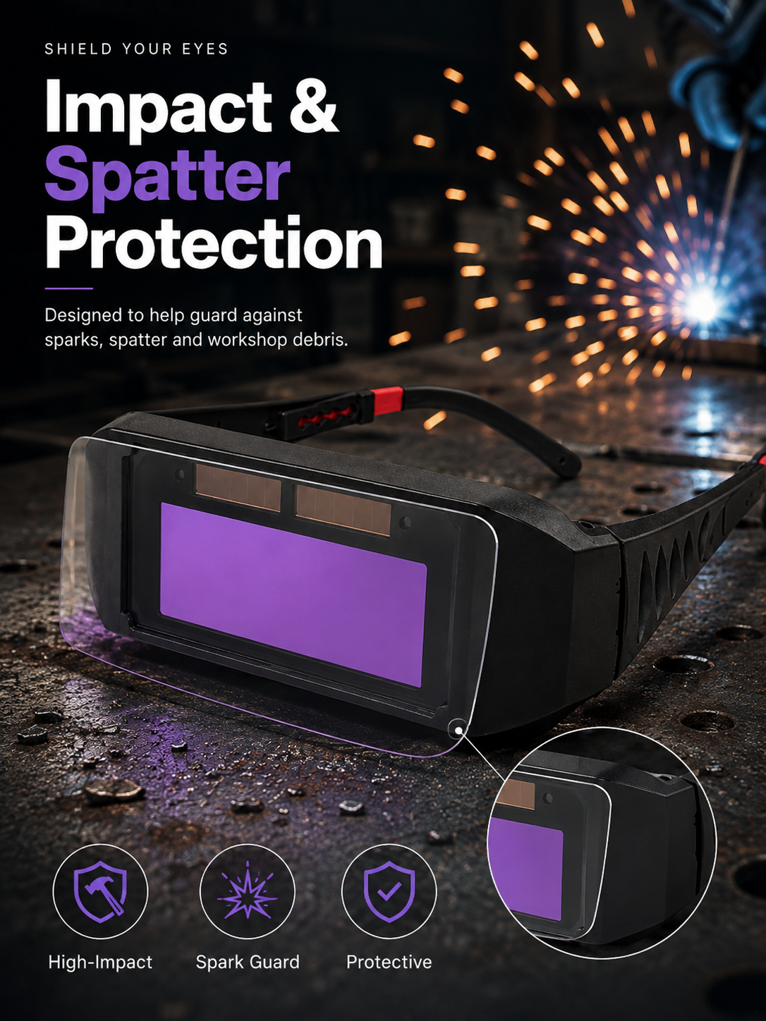 🛡️ Industrial Safety Welding Glasses – Anti-Glare, Impact-Resistant Protective Eyewear for Welders