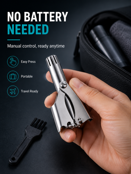 Manual Nose Hair Trimmer – Stainless Steel 360° Trimmer, Waterproof & No Battery Required