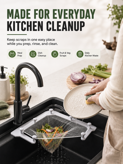 🗑️ Smart Sink Strainer Holder Kit With 50 Mesh Bags – Keep Food Scraps Away From Your Drain