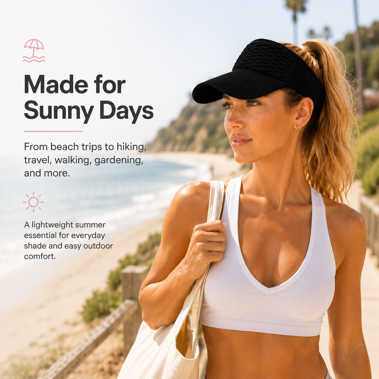 ☀️Women's High Ponytail Sun Visor Hat for Sun Protection