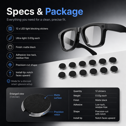 LED Light Blocking Stickers - Laser-Cut, Low-Tack Restickable Covers (12 Pieces)