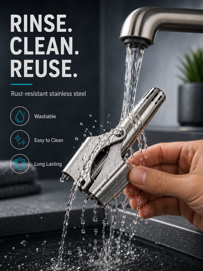 Manual Nose Hair Trimmer – Stainless Steel 360° Trimmer, Waterproof & No Battery Required
