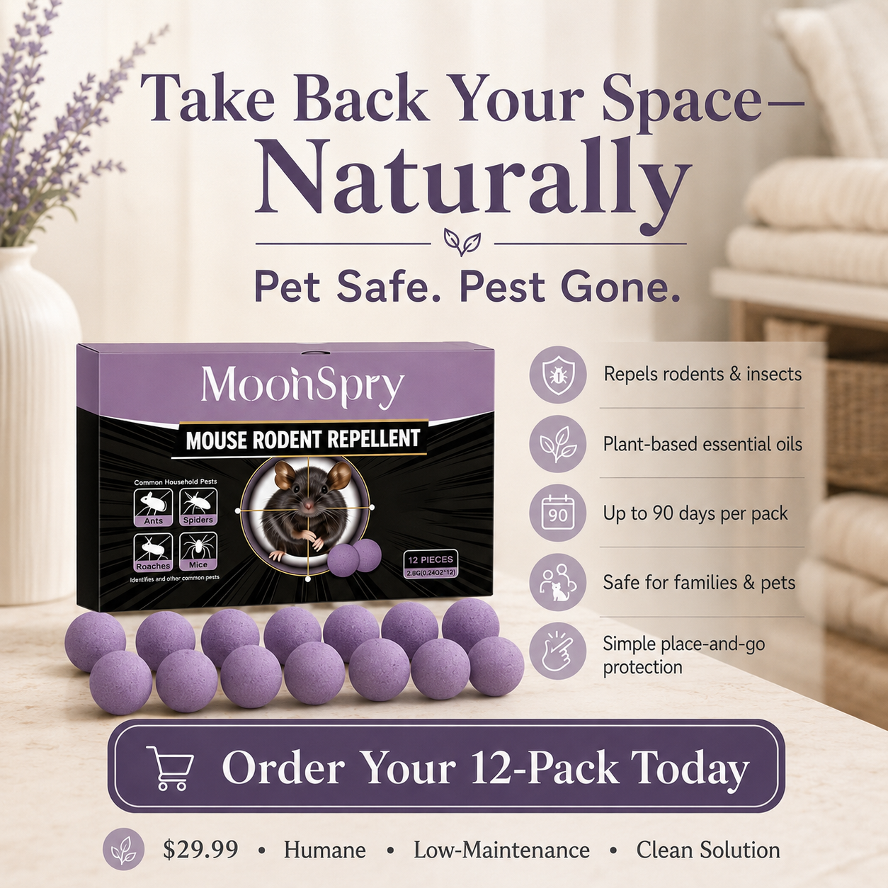 12-Pack Rodent Repellent Balls for Home Kitchen Effective Pest Control Solution