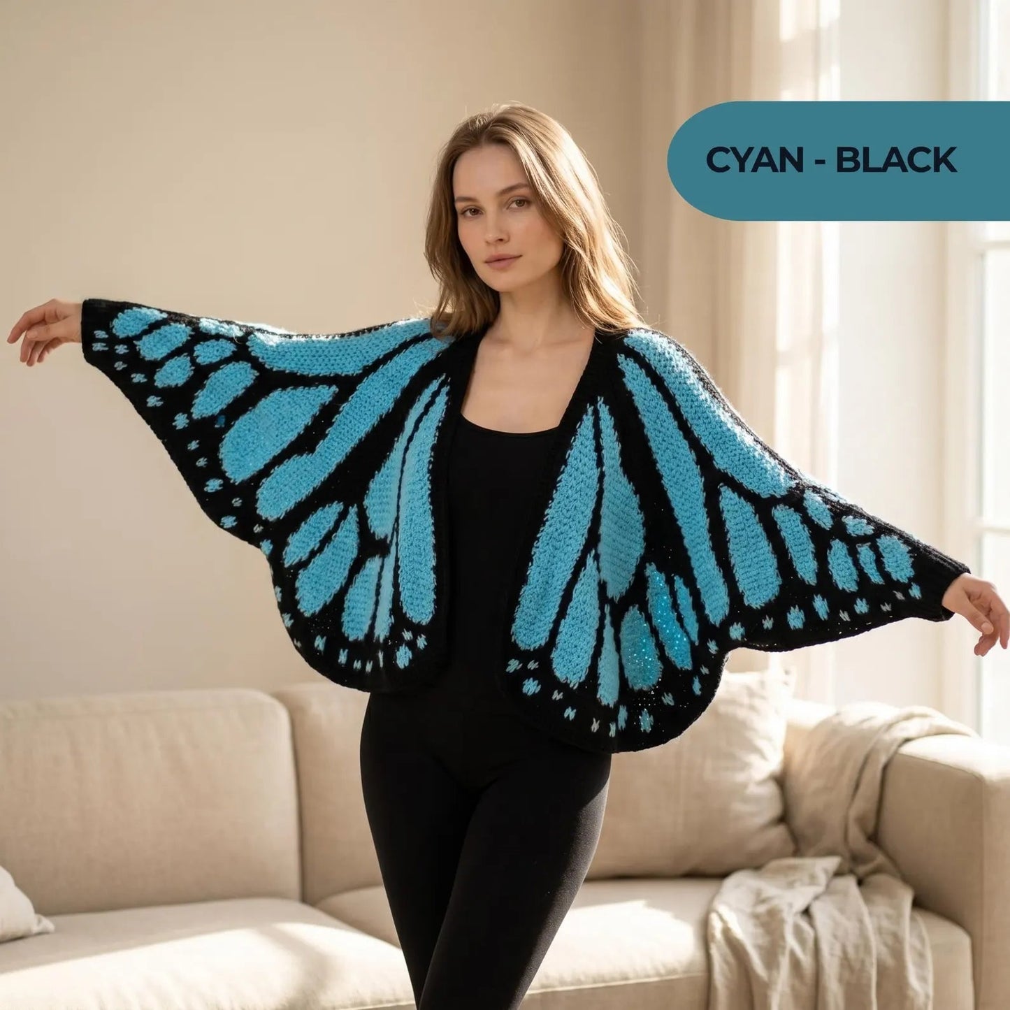 🦋 Monarch Butterfly Cardigan – Handcrafted, Bold & One of a Kind 🧶✨