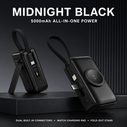 🔋 3-in-1 Mini Power Bank – Phone Charger, Watch Charger & Foldable Stand