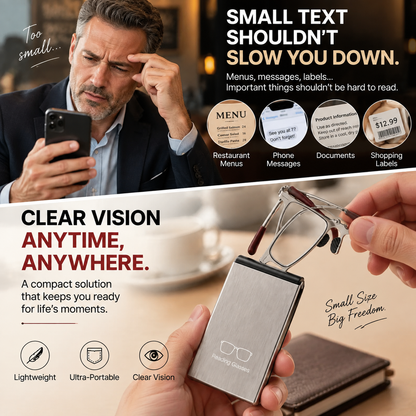 👓 HOT SALE | Folding Reading Glasses – Ultra-Slim Portable Readers with Protective Metal Case for Everyday & Travel