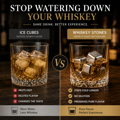 Stainless Steel Whiskey Stones – Chill Drinks Without Dilution 🥃