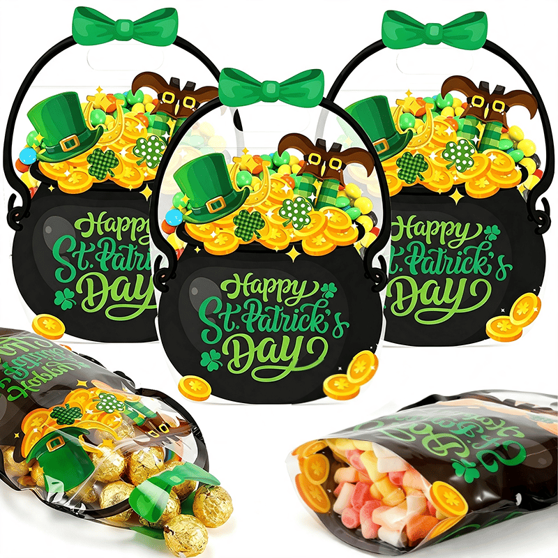 🎃25/50 PCS Halloween Goodie Bags with Handles, Pumpkin Specter Candy Gift Bags, Transparent Trick or Treat Party Favor Bags