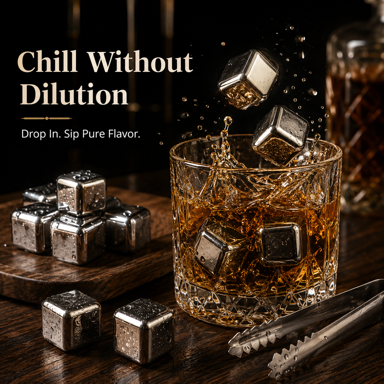 Stainless Steel Whiskey Stones – Chill Drinks Without Dilution 🥃