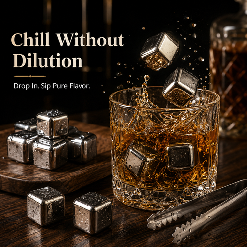 Stainless Steel Whiskey Stones – Chill Drinks Without Dilution 🥃
