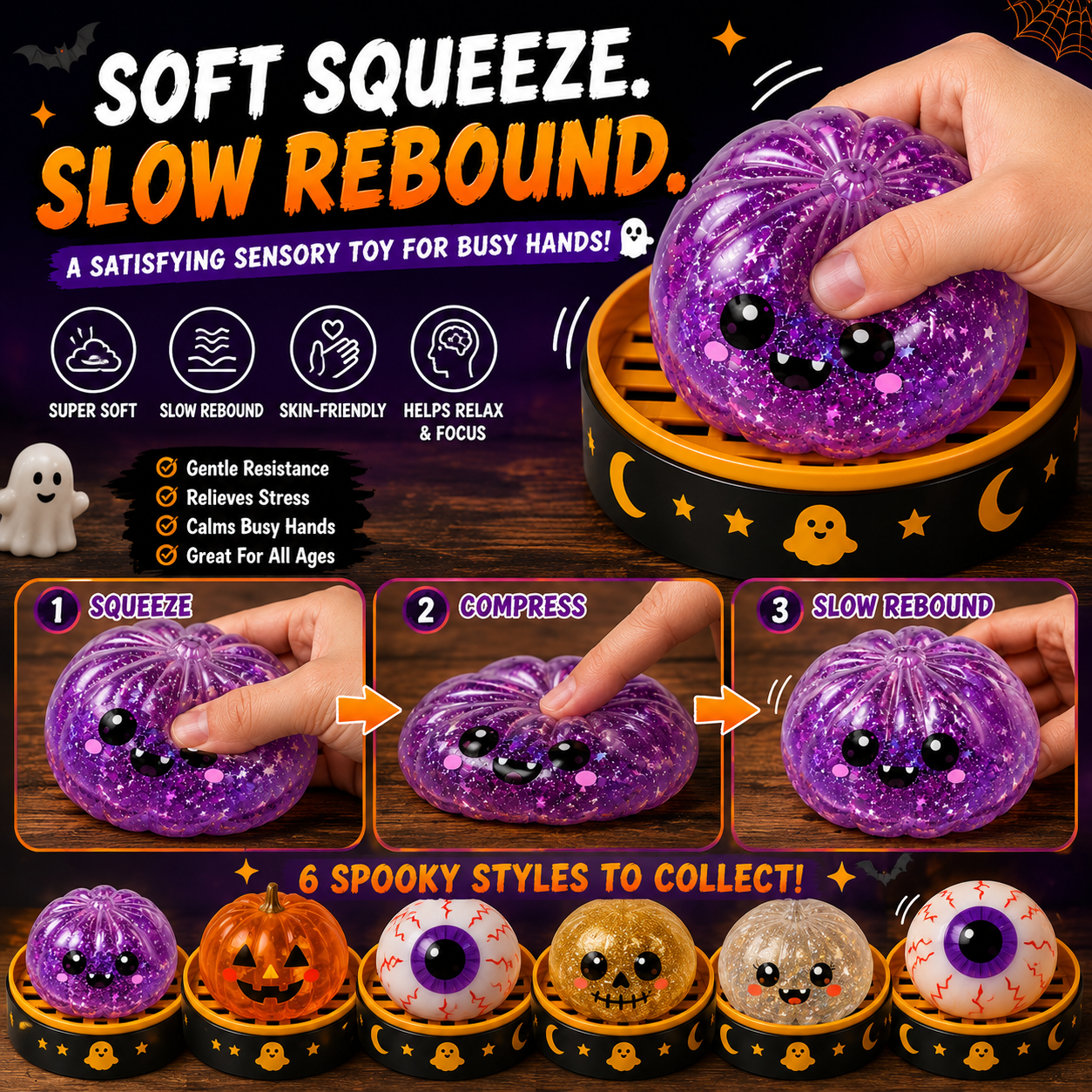 🎃 Halloween Steamed Bun Squishy Mystery Box Toy
