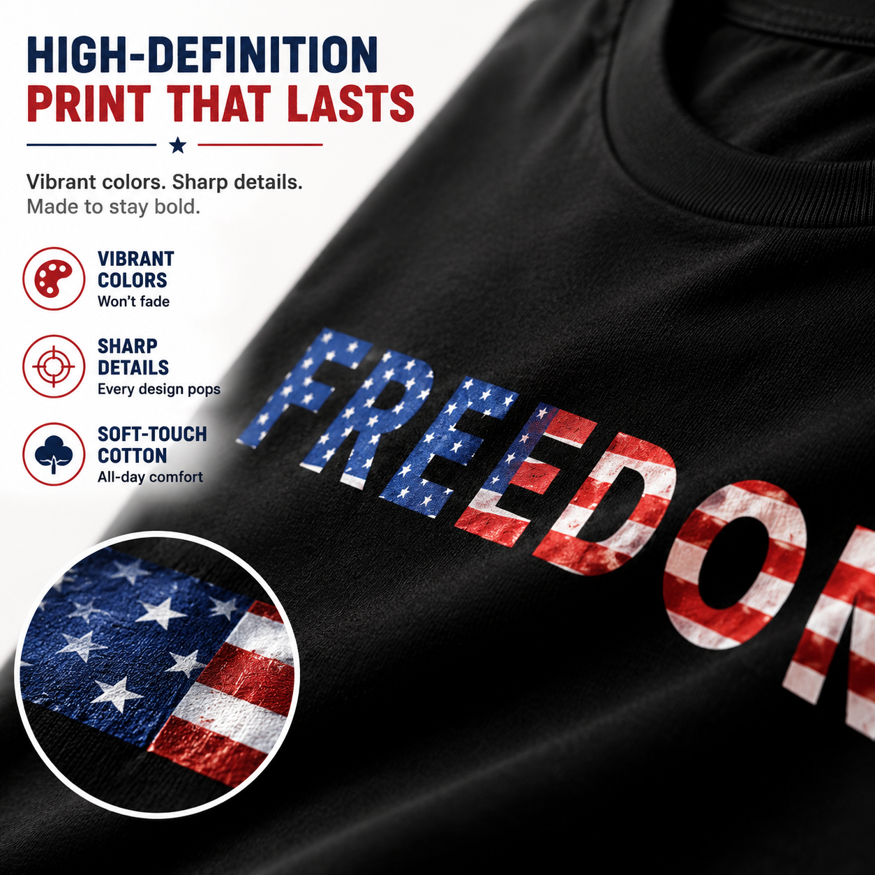 Freedom Patriotic T-Shirt – Classic American Flag Cotton Tee for Men & Women