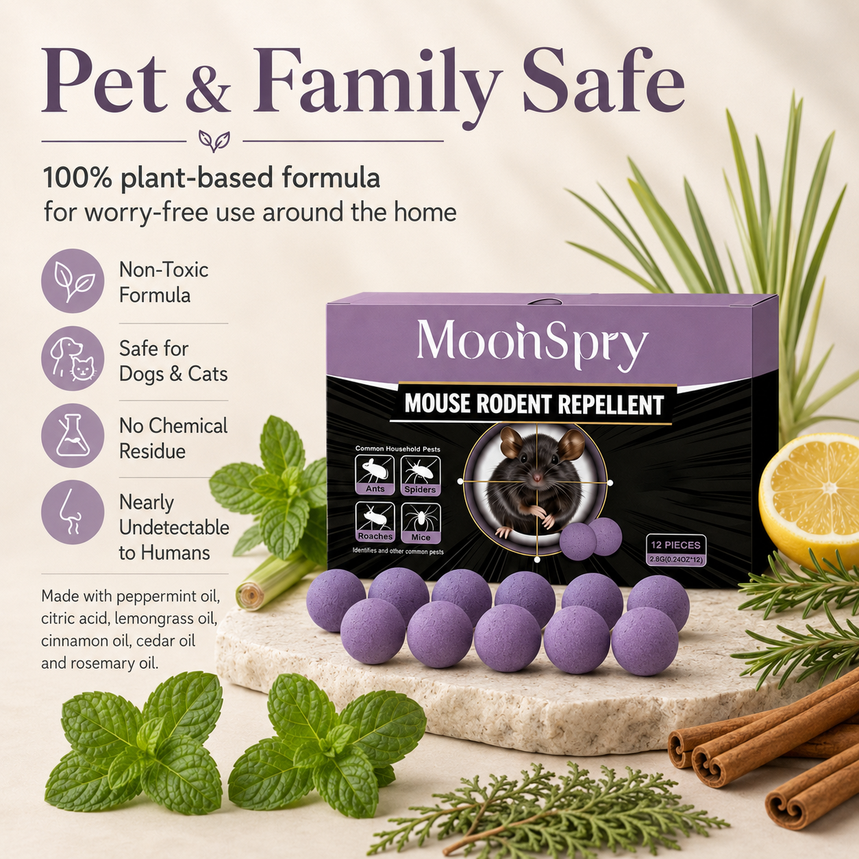 12-Pack Rodent Repellent Balls for Home Kitchen Effective Pest Control Solution