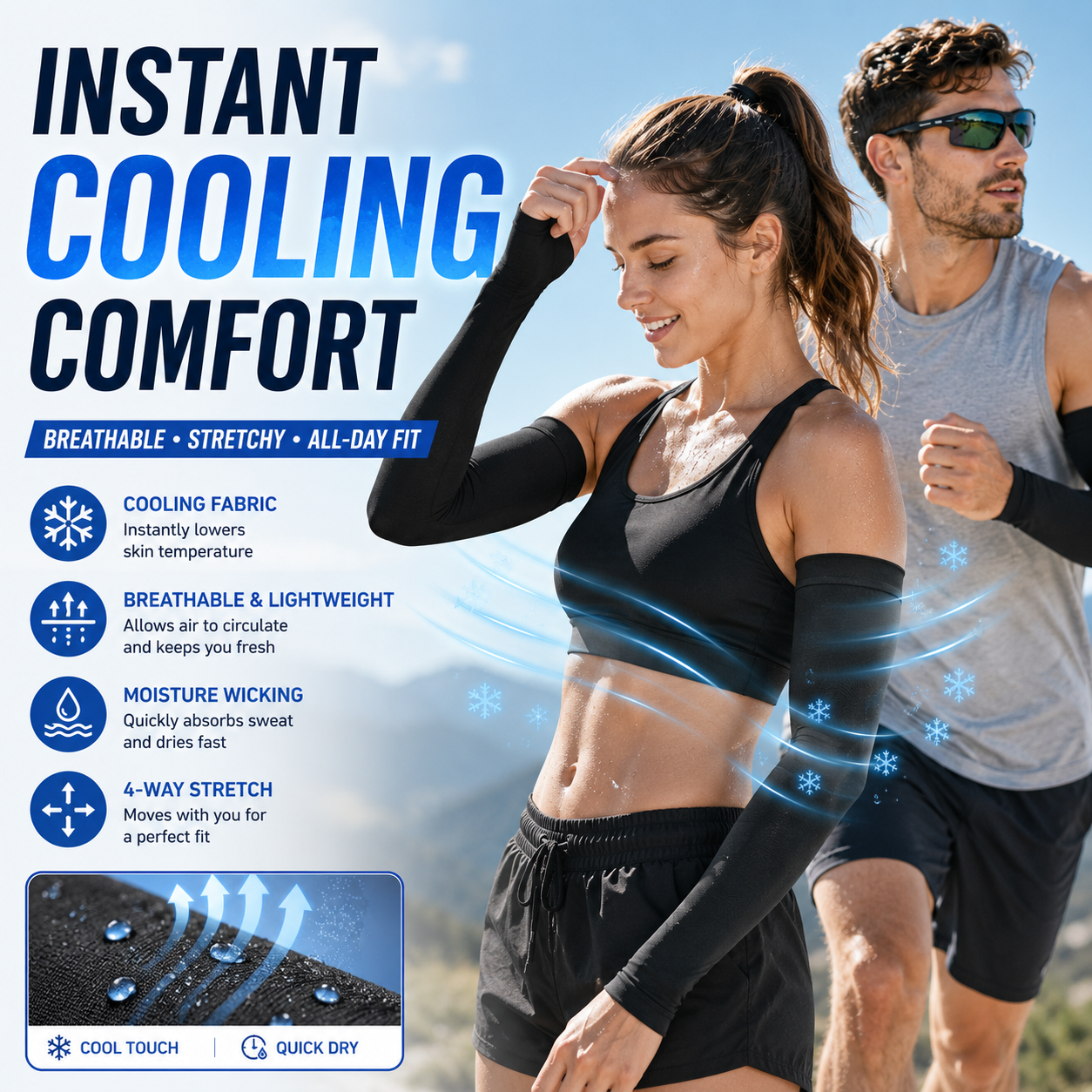 UPF 50+ Cooling Arm Sleeves | Sun Protection for Outdoor & Sports