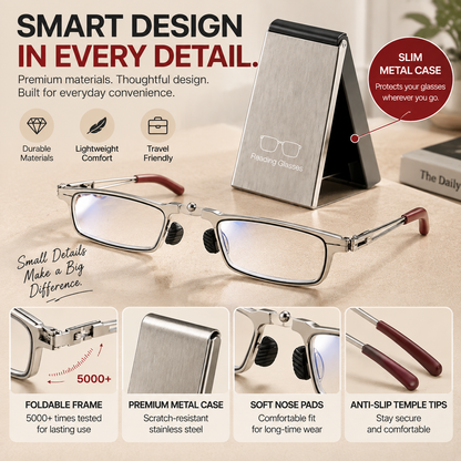 👓 HOT SALE | Folding Reading Glasses – Ultra-Slim Portable Readers with Protective Metal Case for Everyday & Travel