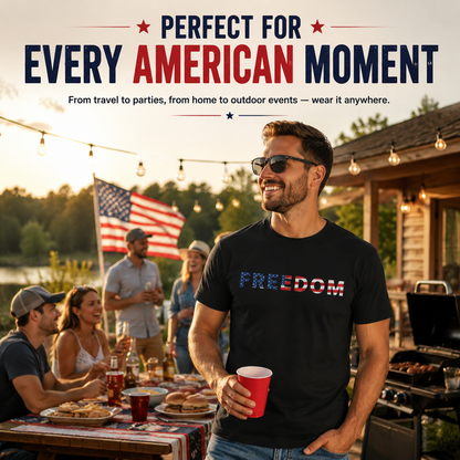 Freedom Patriotic T-Shirt – Classic American Flag Cotton Tee for Men & Women