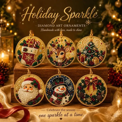 ⏳50% OFF – 🎄Beginner-Friendly Christmas Pearl & Gem Diamond Painting DIY Kit | 6 Festive Ornament Designs with Sparkling Pearls, Faceted Gems & 3D Layered Detail 💕