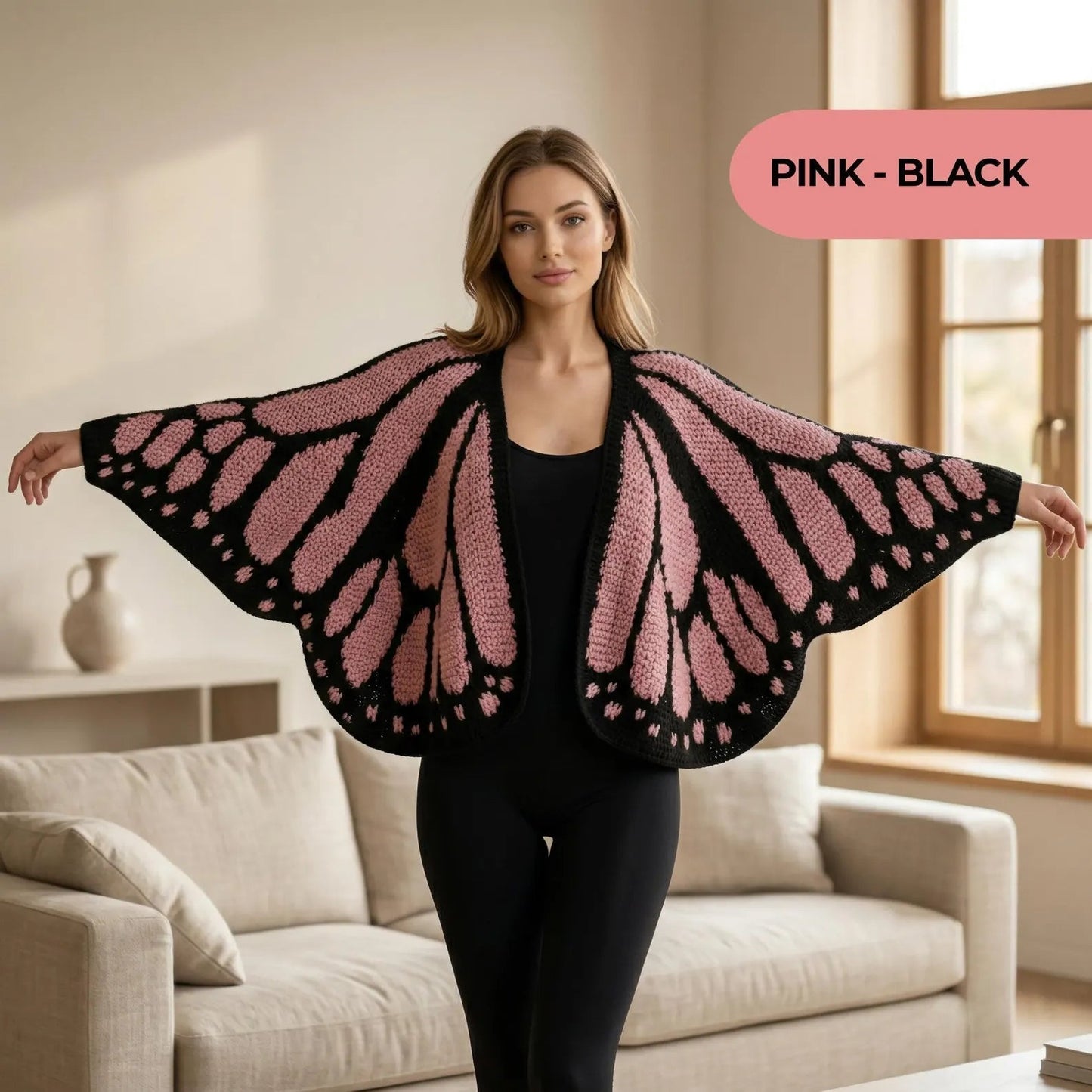 🦋 Monarch Butterfly Cardigan – Handcrafted, Bold & One of a Kind 🧶✨