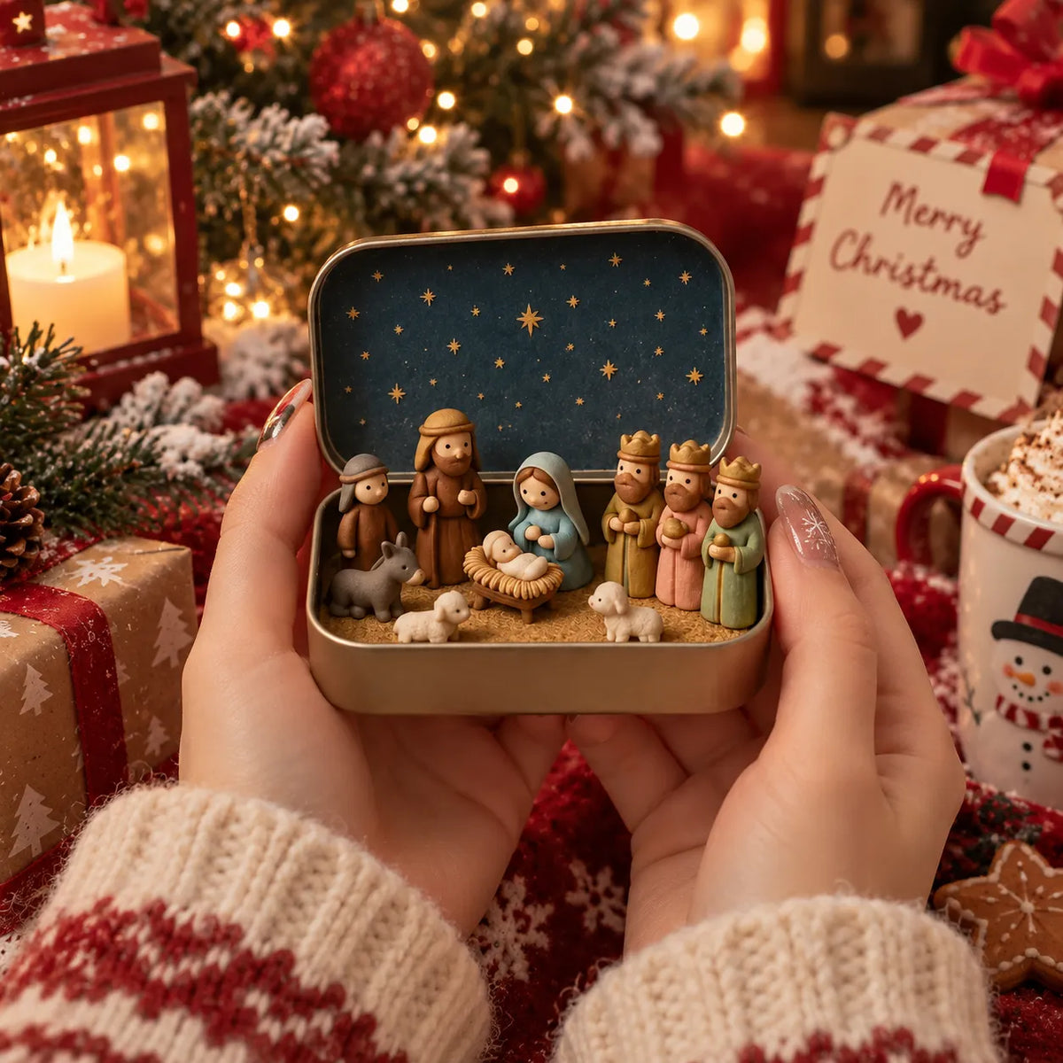 🔥Last Day 50% OFF - ✝️Religious Pocket-Size Mini Nativity Scene Set with Storage Box