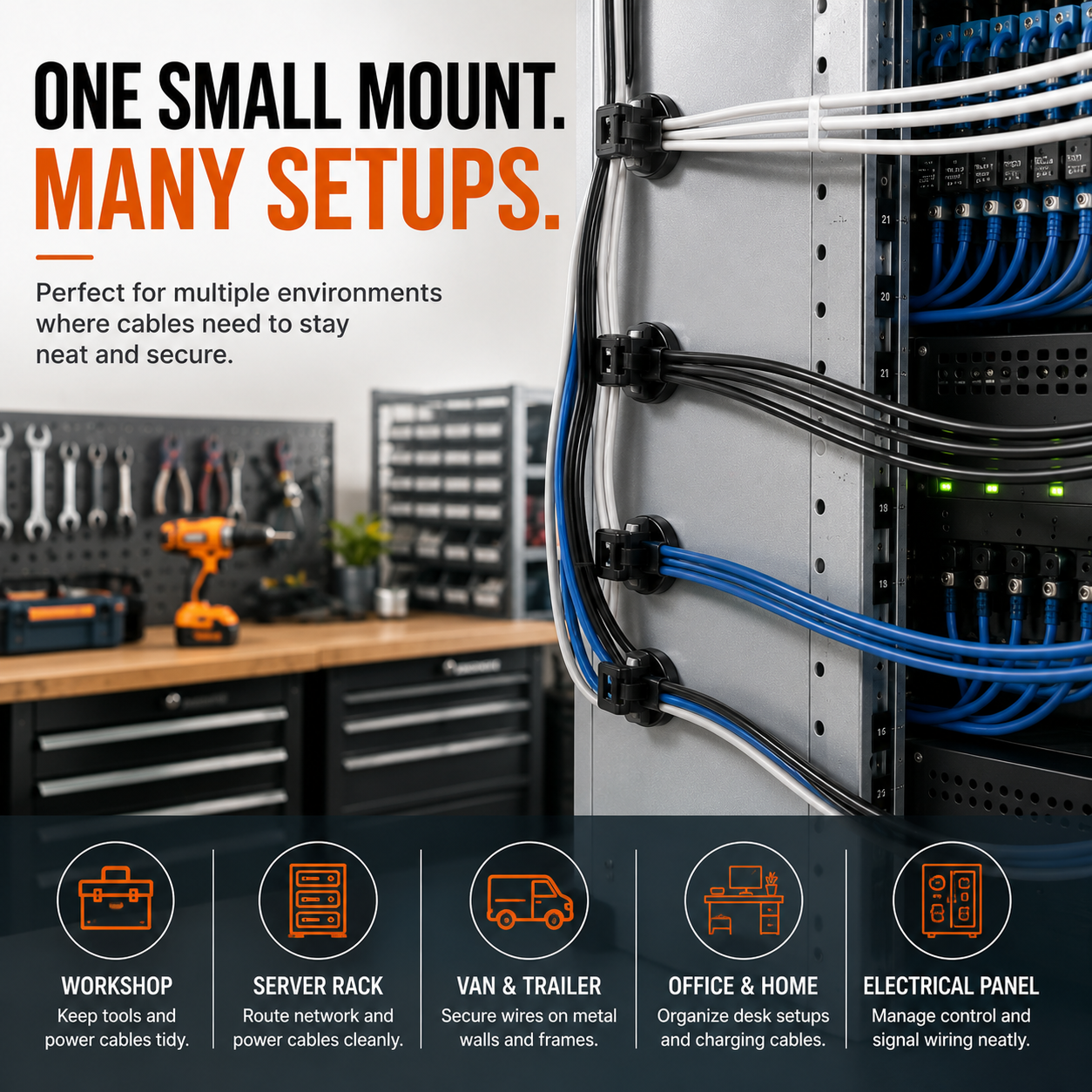 🔧12PCS Magnetic Zip Tie Mounts – Tool-Free Cable Organizers for Metal Surfaces