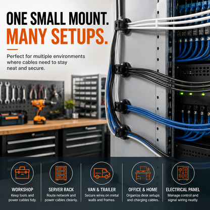 🔧12PCS Magnetic Zip Tie Mounts – Tool-Free Cable Organizers for Metal Surfaces
