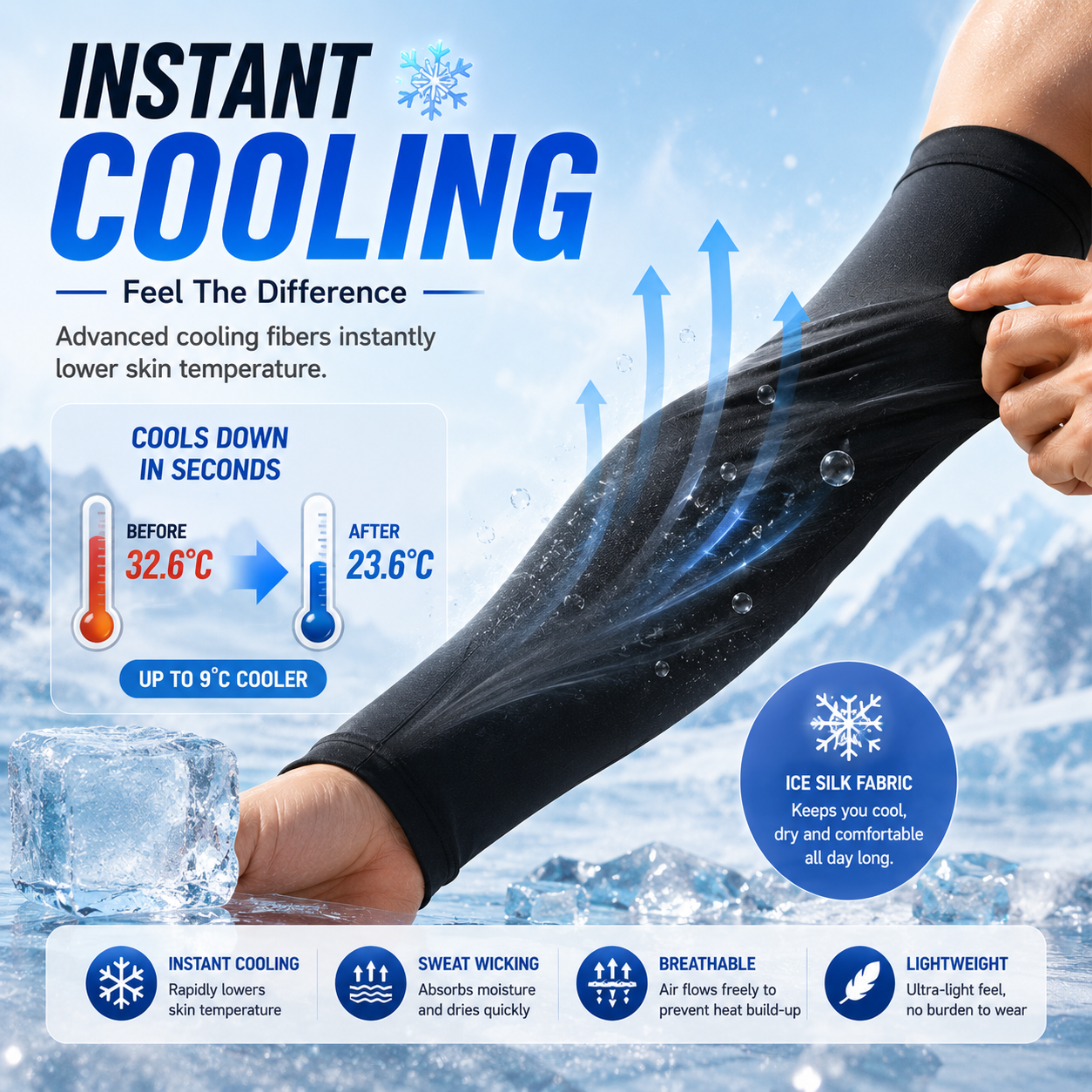 UPF 50+ Cooling Arm Sleeves | Sun Protection for Outdoor & Sports