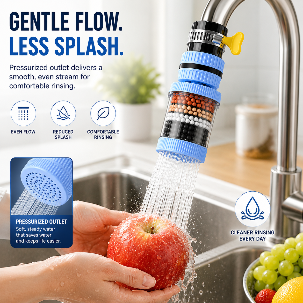 💧 360° Rotating Faucet Water Filter – 6-Layer Kitchen Tap Attachment